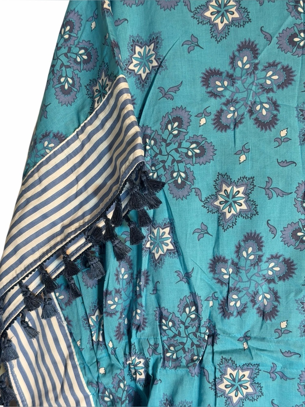 Coldwater Creek Floral Tassel Swim Coverup Caftan Dress - Picture 4 of 11